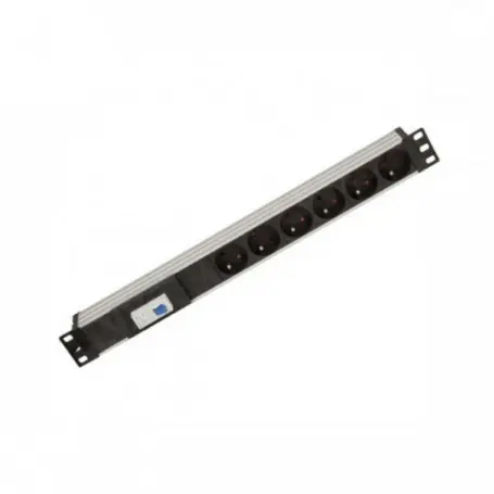 MULTIPRISE 6 PORTS RACCABLE 1U AVEC DISJONCTEUR
