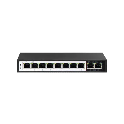 [DES-F1010P-E] SWITCH D-LINK 10-PORTS 10/100 UNMANAGED 250m 8 PoE+ 2 10/100